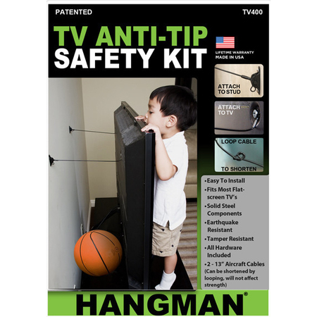 Electriduct Anti-Tip Kit for Flatscreen TV- Hangman Products TV400-B